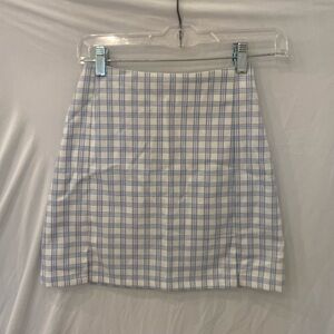 Brandy Melville Baby Blue Plaid Mini Skirt